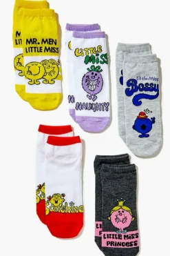 Little Miss Graphic Ankle Socks Set - 5 Pack