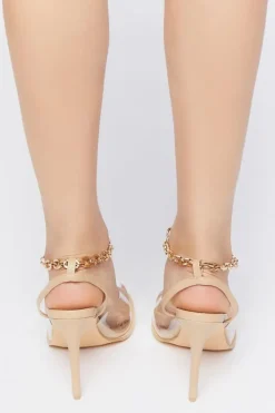 Lock Charm Open-Toe Heels