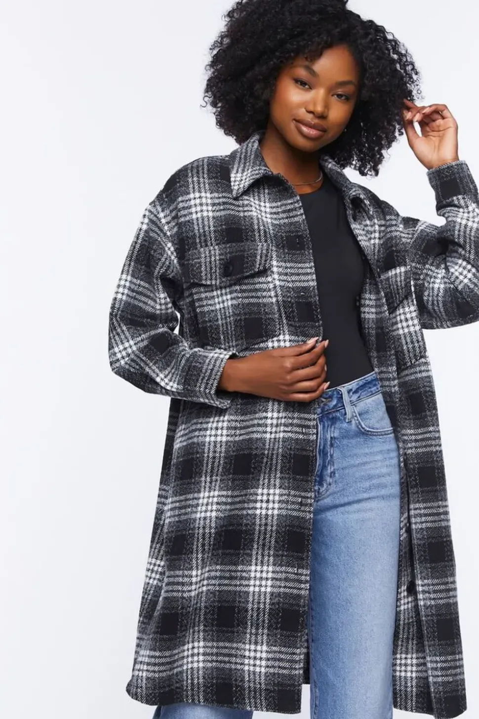 Longline Plaid Shacket