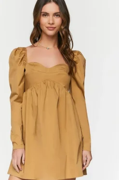Long-Sleeve Babydoll Mini Dress