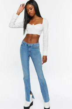 Long-Sleeve Bustier Crop Top
