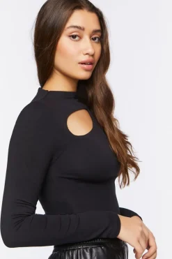 Long-Sleeve Cutout Crop Top