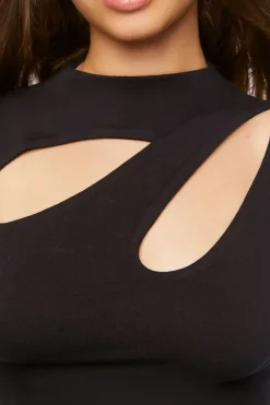 Long-Sleeve Cutout Crop Top