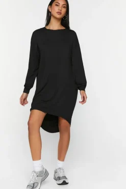 Long-Sleeve High-Low T-Shirt Dress