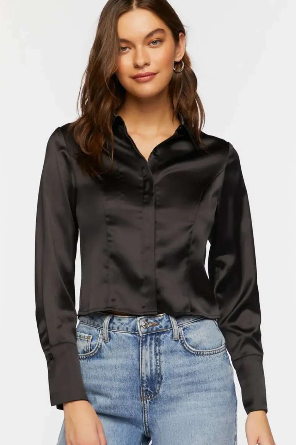 Long-Sleeve Satin Shirt