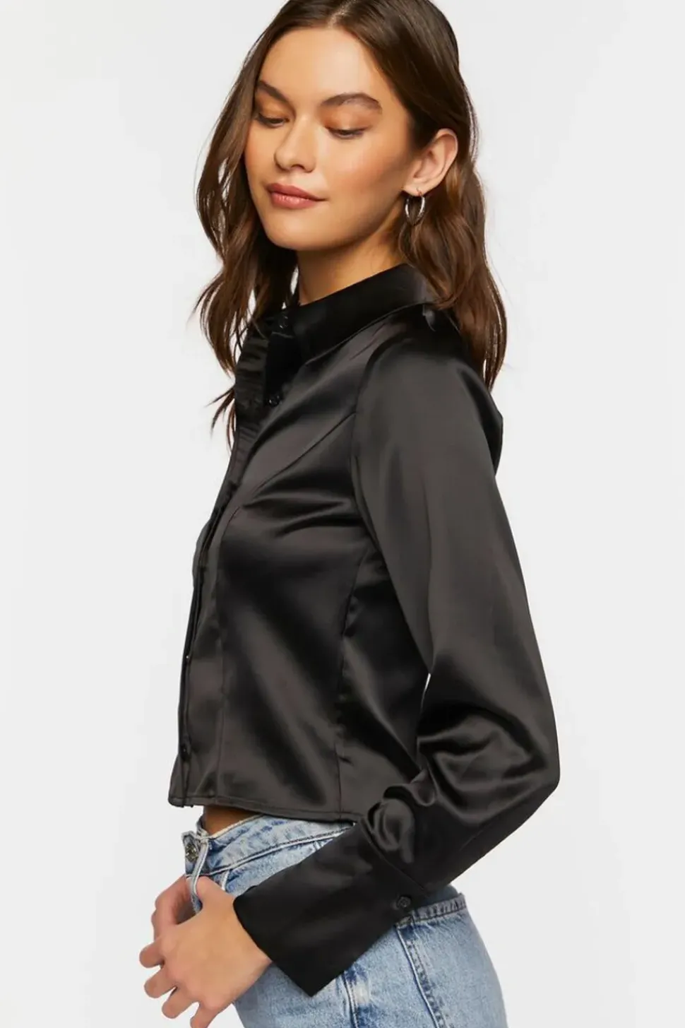 Long-Sleeve Satin Shirt