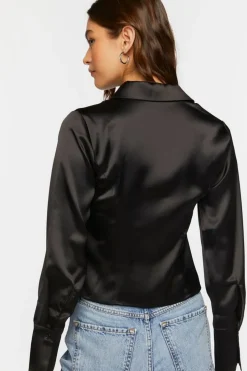 Long-Sleeve Satin Shirt