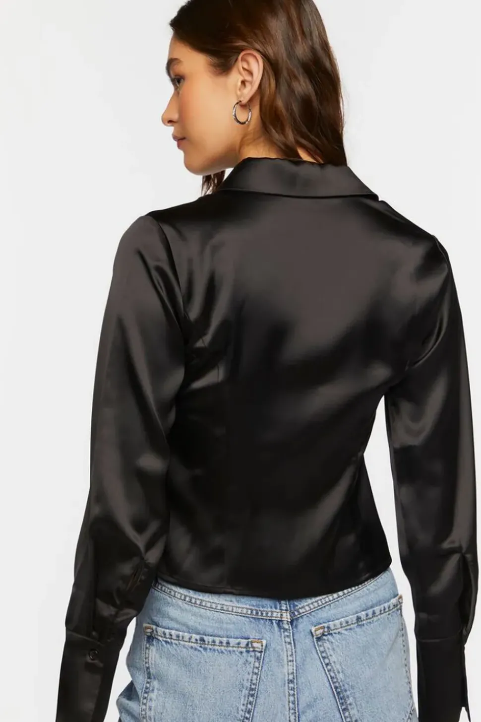 Long-Sleeve Satin Shirt