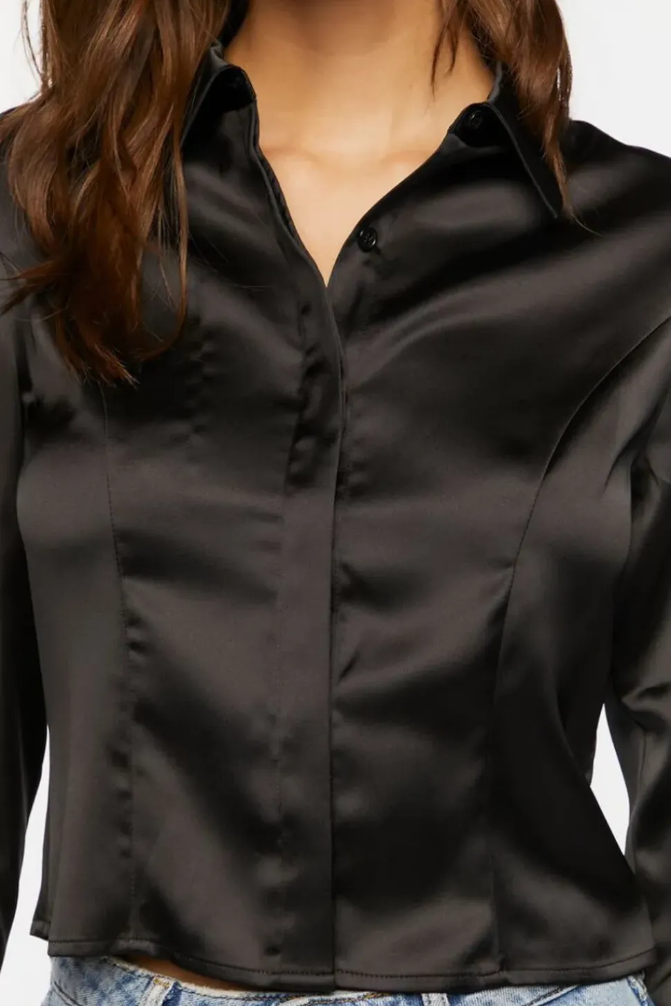Long-Sleeve Satin Shirt