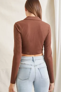 Long-Sleeve Tie-Front Top