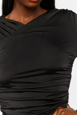 Long-Sleeve Wrap-Neck Bodysuit
