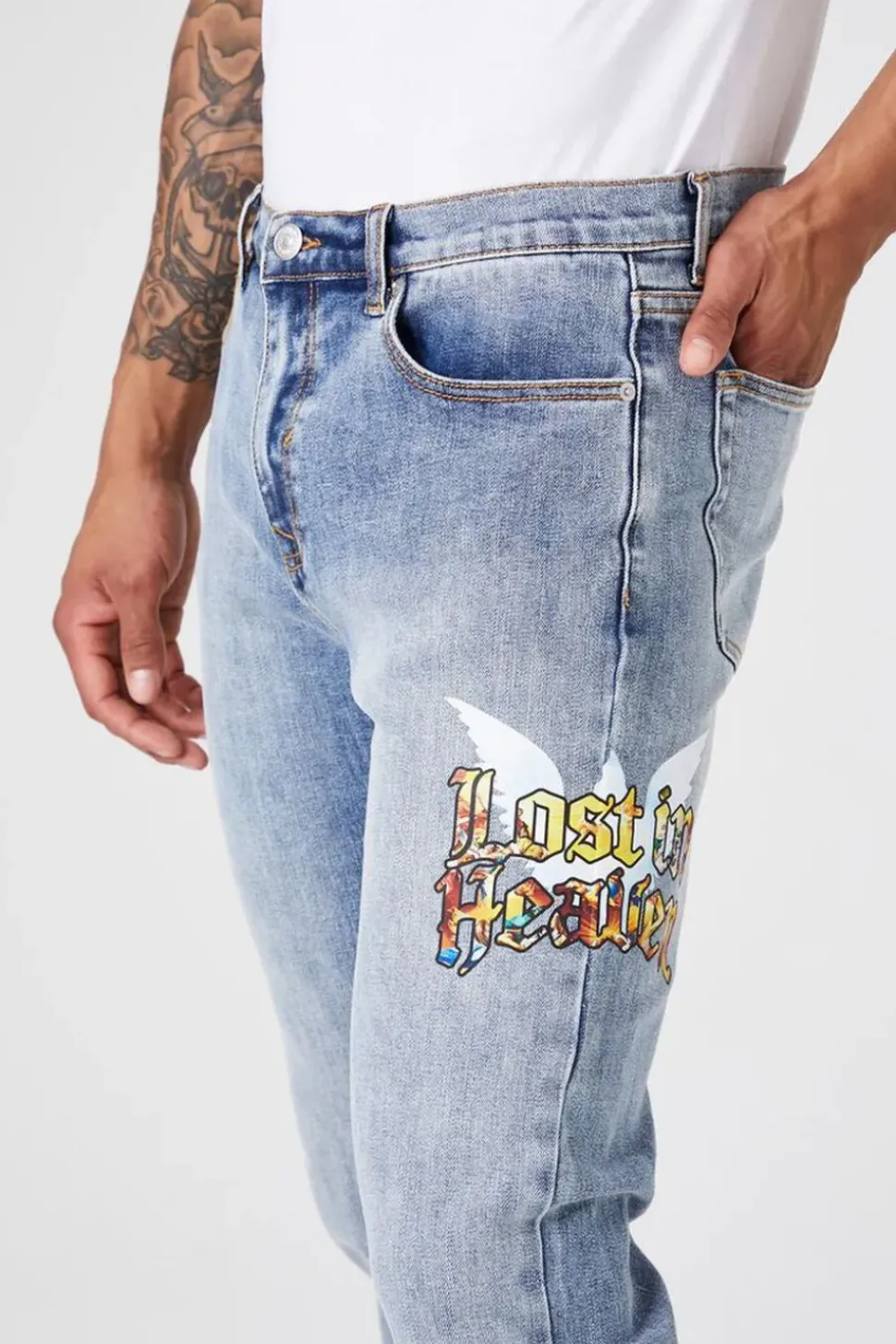Lost In Heaven Graphic Slim Jeans
