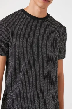 Lurex Ribbed Crew Tee