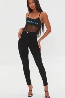 Make Boys Cry Graphic Mesh Bodysuit