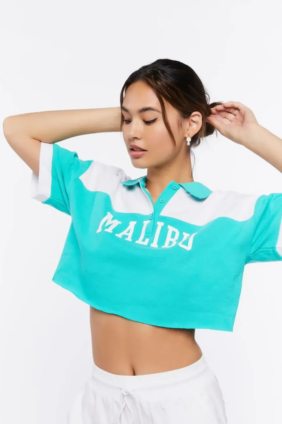 Malibu Graphic Cropped Polo Shirt