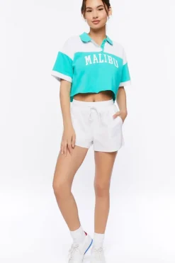 Malibu Graphic Cropped Polo Shirt