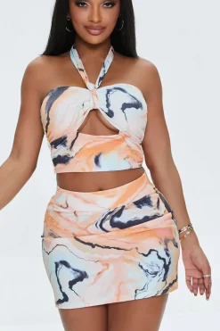 Marble Bodycon Mini Skirt