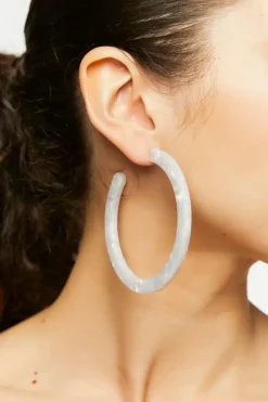 Marbled Open-End Hoop Earrings