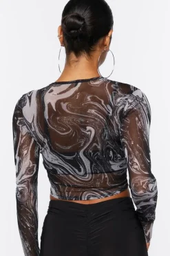 Marble Mesh Crop Top
