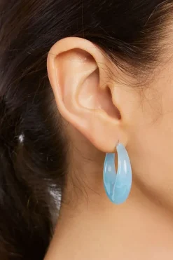 Marble Open-End Hoop Earrings