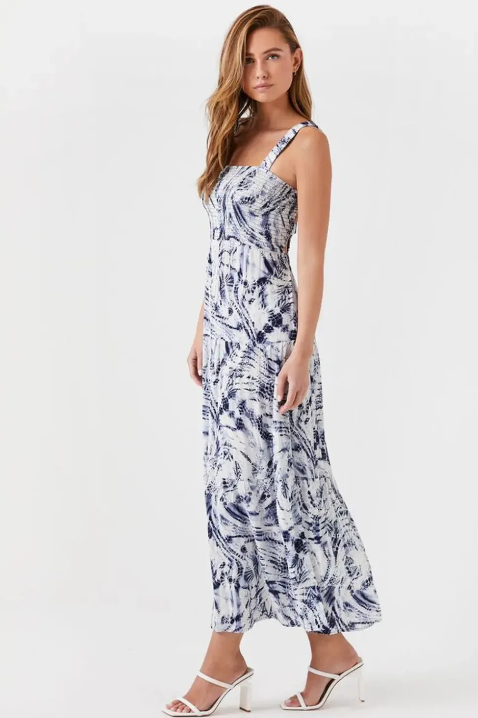 Marble Print Caged Maxi Dress