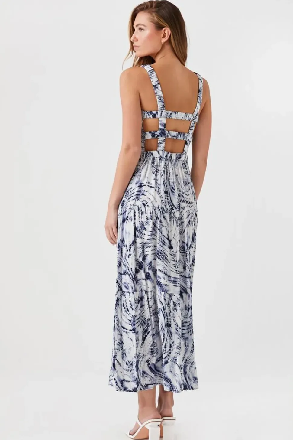 Marble Print Caged Maxi Dress