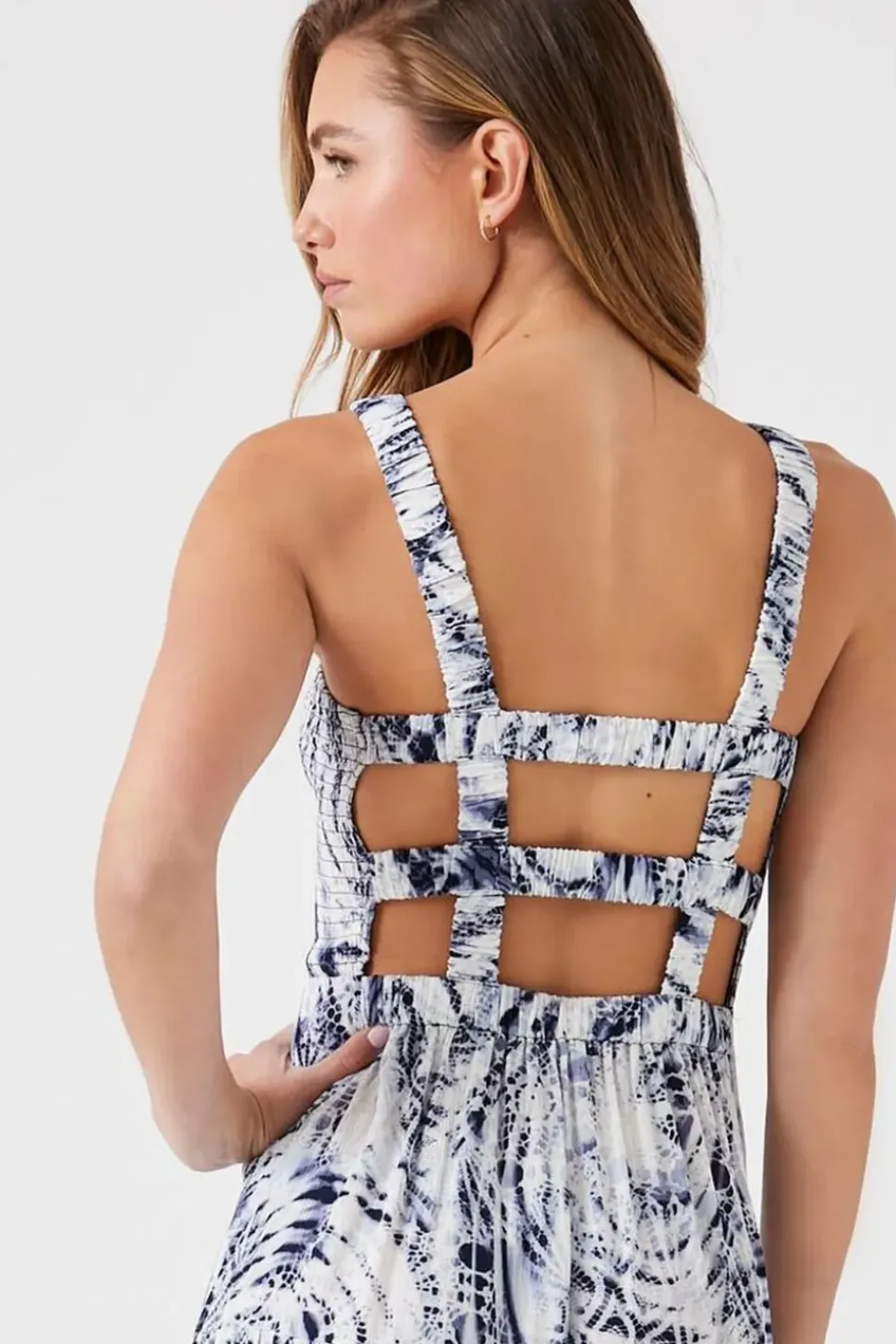 Marble Print Caged Maxi Dress