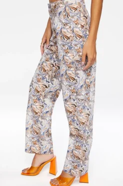 Marble Print Canvas Pants