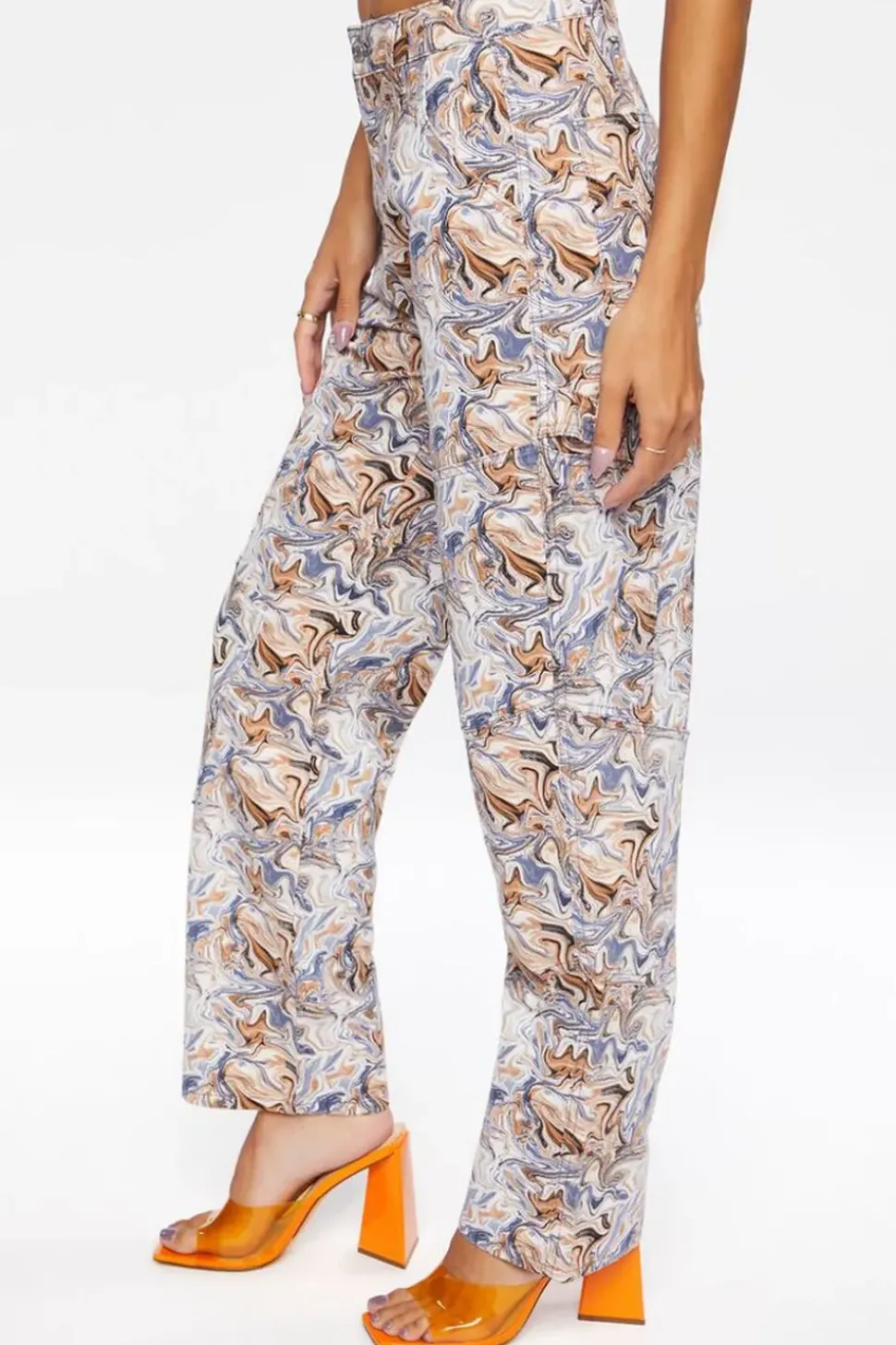 Marble Print Canvas Pants
