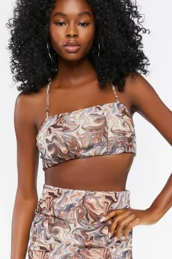 Marble Print Cropped Cami & Skirt Set