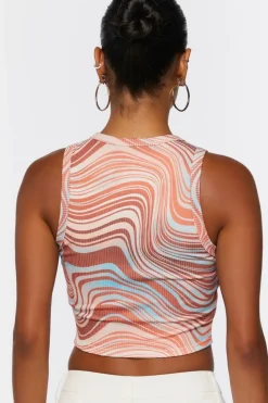 Marble Print Cutout Tank Top