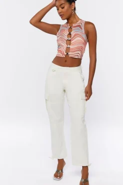 Marble Print Cutout Tank Top