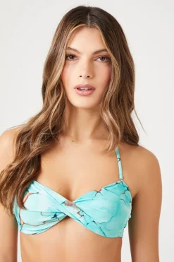 Marble Print Halter Bikini Top