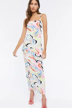 Marble Print Midi Cami Dress