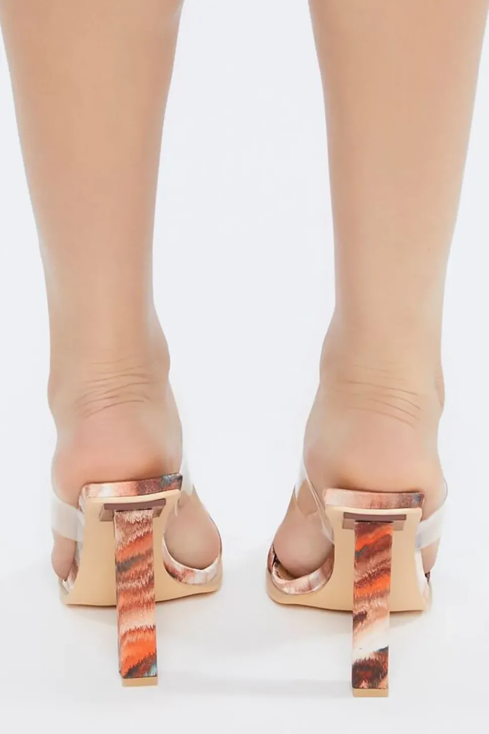 Marble Print Open-Toe Block Heels