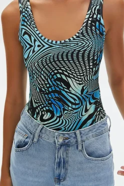 Marble Print Tank Bodysuit