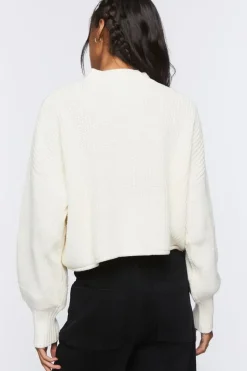 Marled Balloon-Sleeve Sweater
