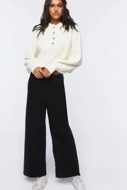 Marled Balloon-Sleeve Sweater