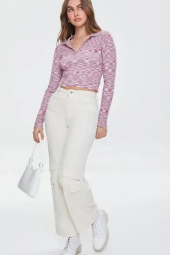 Marled Knit Cropped Sweater