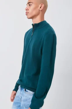 Marled Knit Half-Zip Sweater