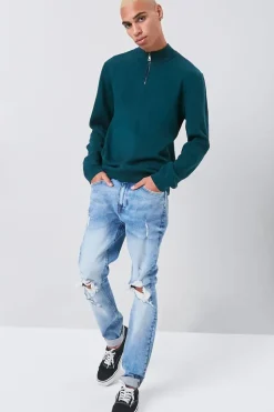 Marled Knit Half-Zip Sweater