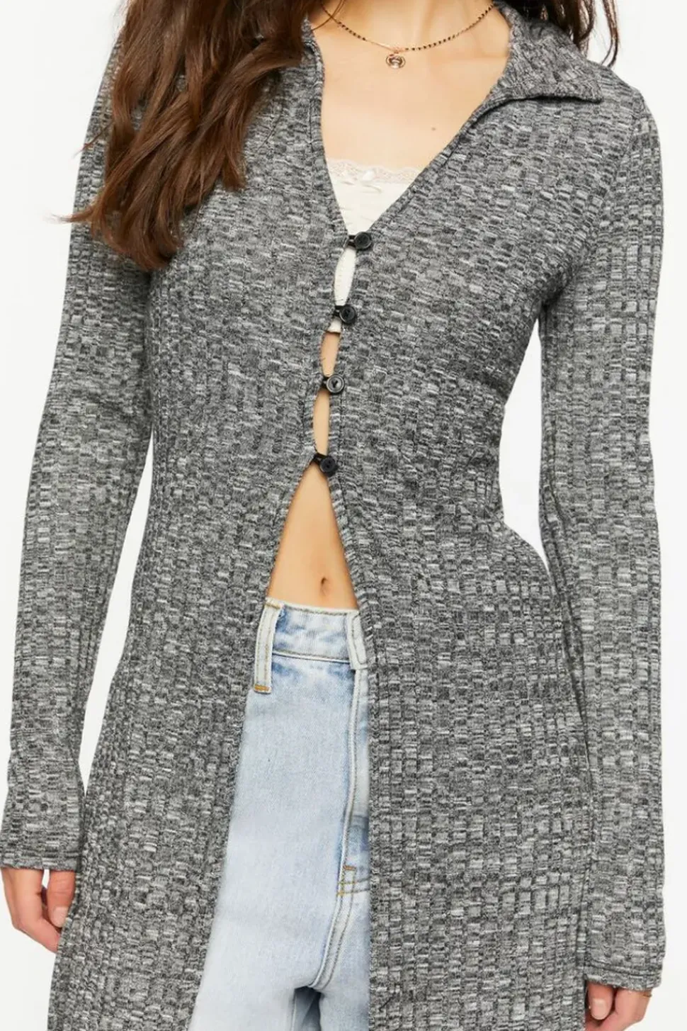 Marled Longline Cardigan Sweater