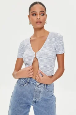 Marled Sweater-Knit Crop Top