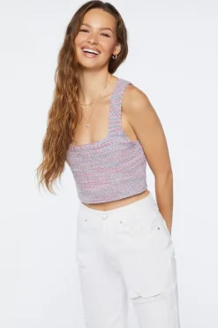 Marled Sweater-Knit Crop Top