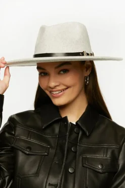 Marled Wide-Brim Fedora Hat