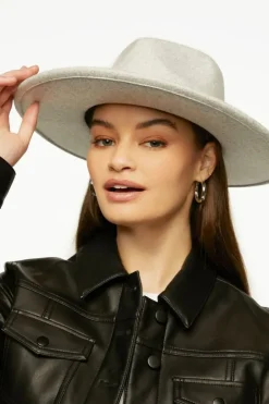 Marled Wide-Brim Fedora Hat