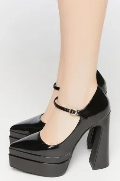 Mary Jane Pointed-Toe Platform Heels