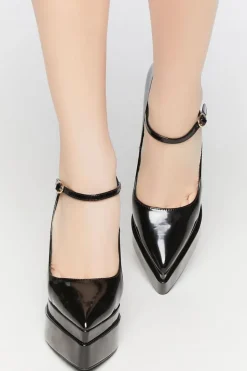 Mary Jane Pointed-Toe Platform Heels