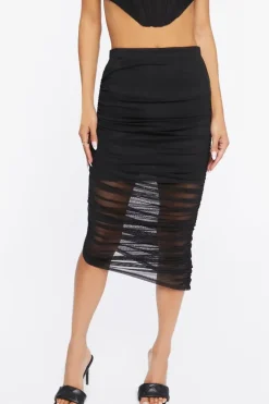 Mesh Bodycon Midi Skirt