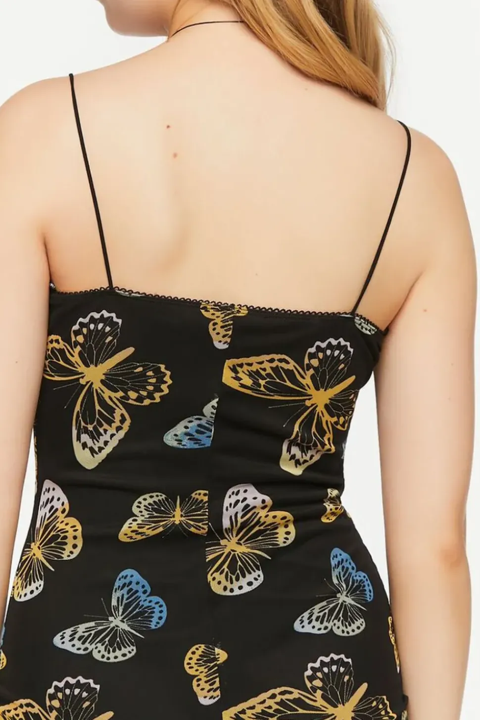 Mesh Butterfly Print Cami Mini Dress